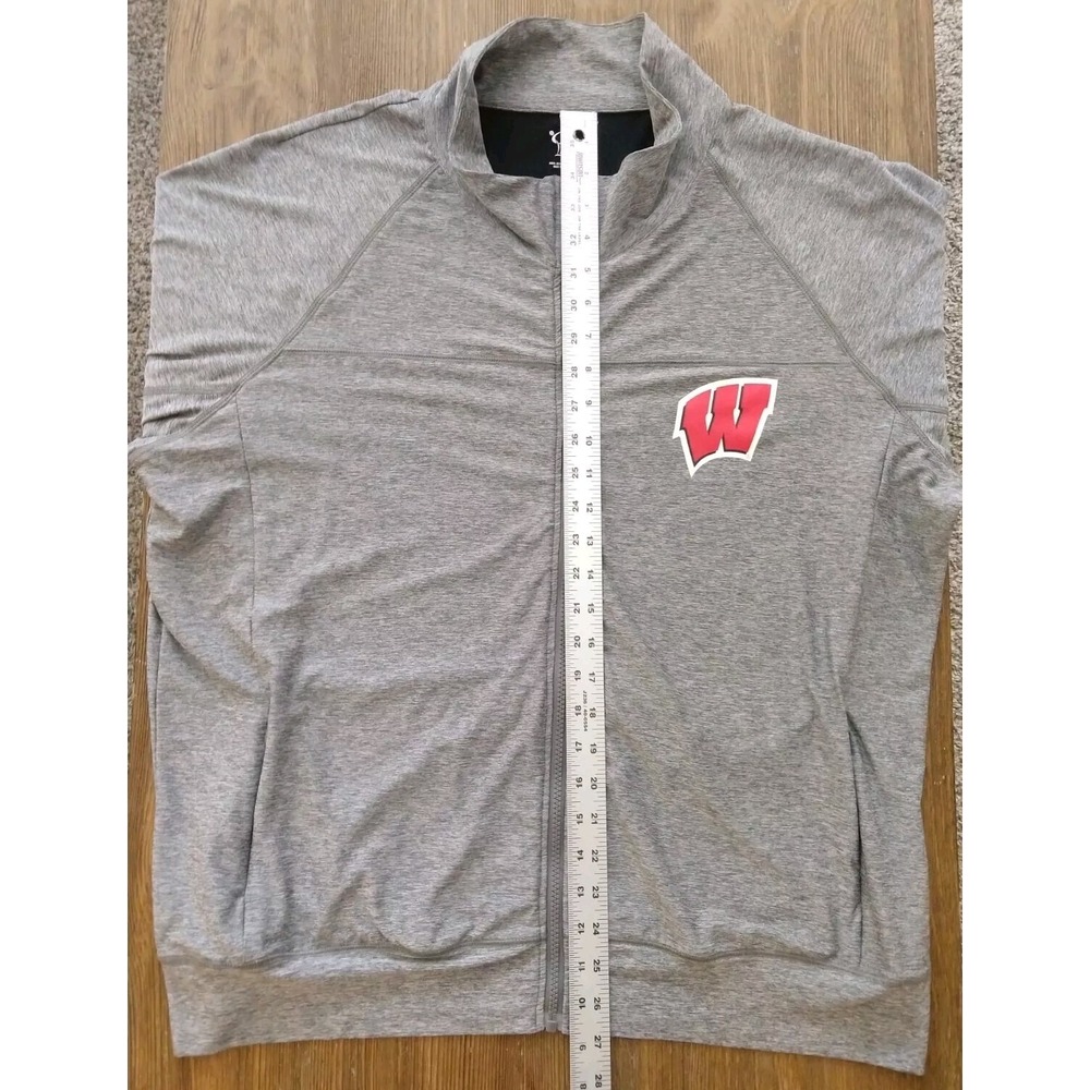 Wisconsin Badgers Full Zip Gray‎ Fleece Sweatshirt Hoodie Jacket Women's 2XL